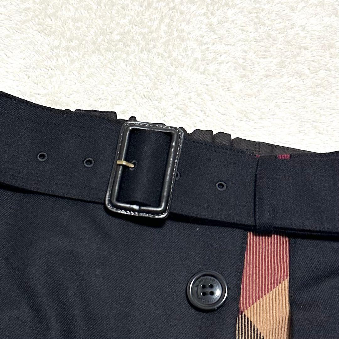 美品 ブルーレーベルクレストブリッジ ソフトサキソニーガウチョパンツ 38 黒