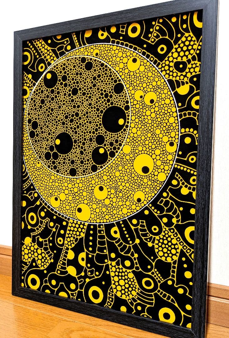 A3額付き　アート　オリジナルアート　絵画　原画　アクリル画　抽象画　インテリア