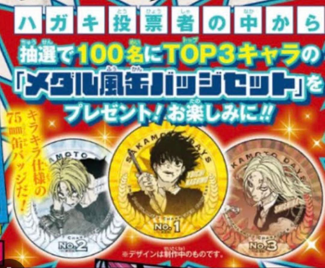 ゆ*送様 サカモトデイズ 第2回 人気投票 缶バッジセット 当選