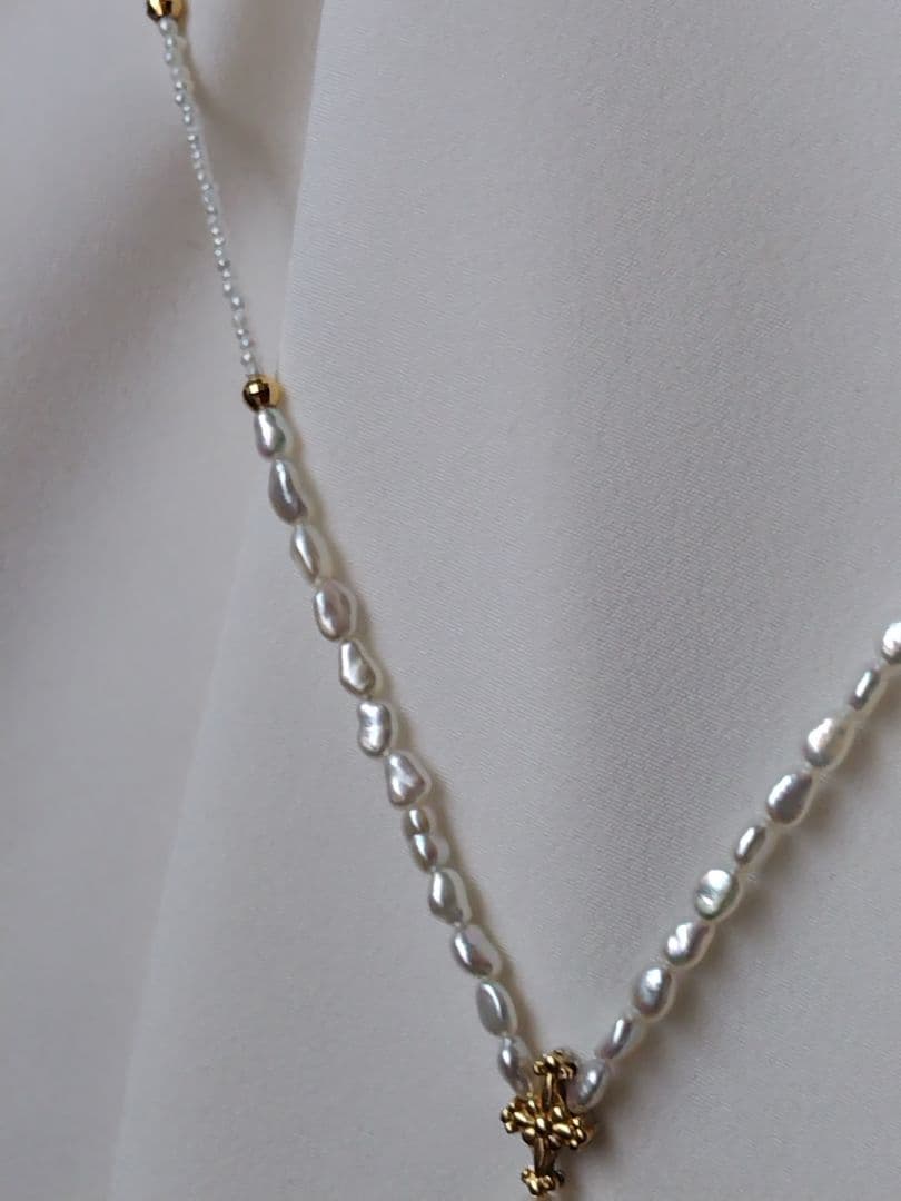 白蝶真珠、アコヤ真珠、ベビーパール、芥子パール、砂ケシパールの、Yネックレス