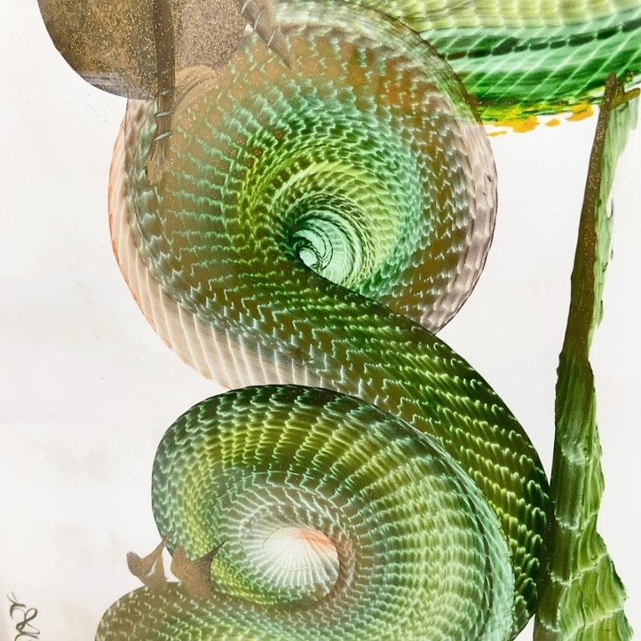 日光一筆龍 高瀬 縁起物 商売繁盛 昇龍 緑色 絵画 日本画 壁掛け 額入り