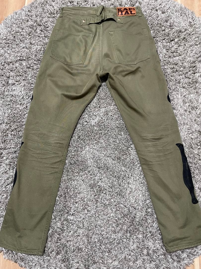KAPITAL 骨刺繍 オリーブ チノパン　ek-1319 28サイズ