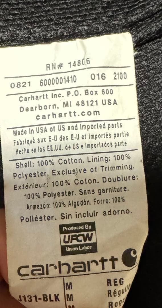 Carhartt アクティブジャケット　USA製　ブラック