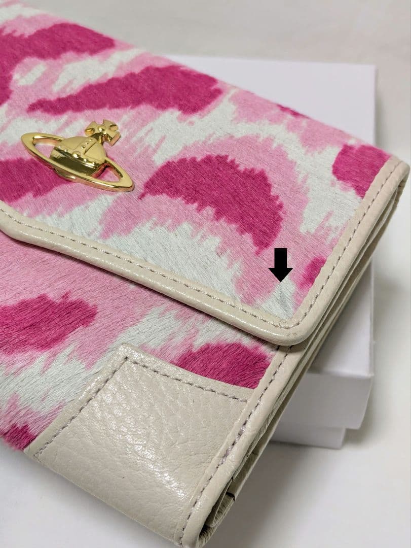 vivienne westwood ハラコ レオパード 三つ折り財布 ORB