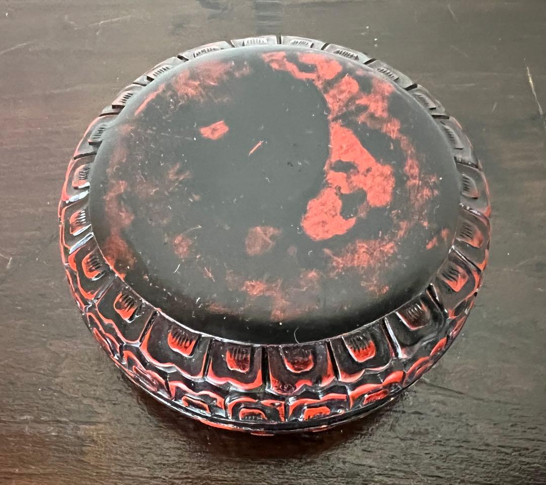 唐物 堆朱香合 時代物 アンティーク 朱漆 彫漆