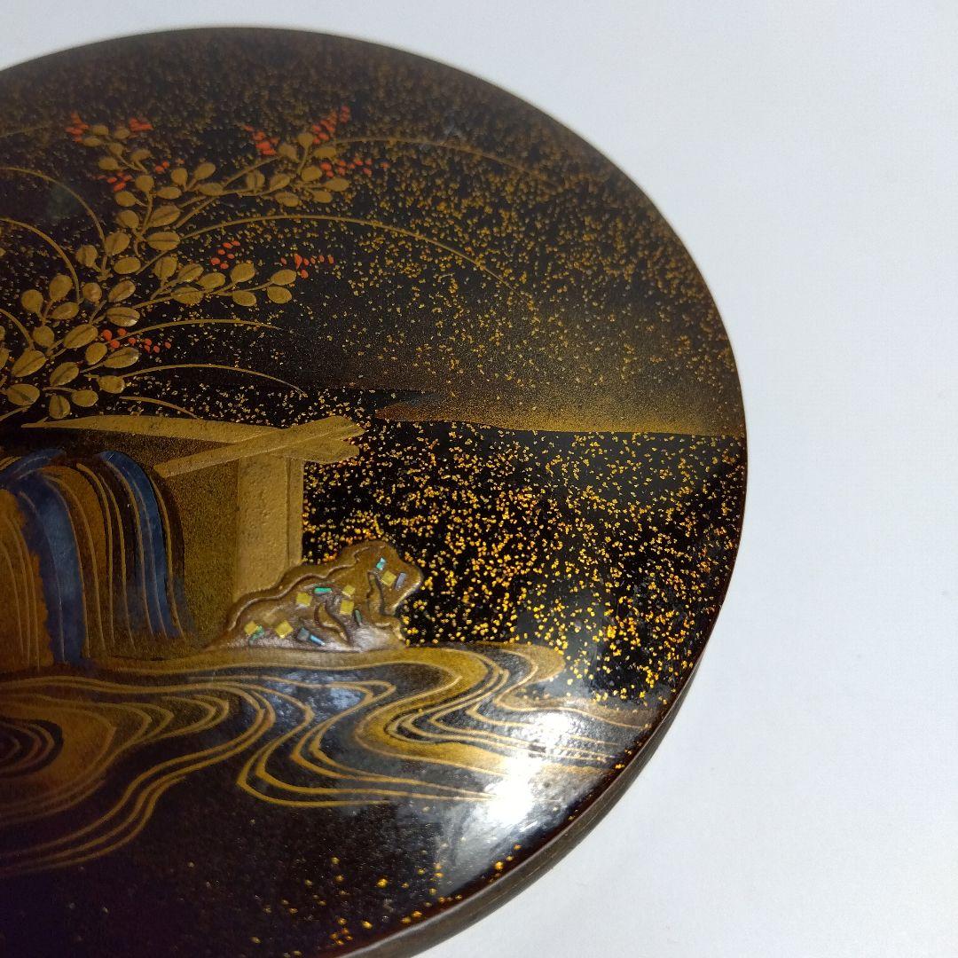 加賀蒔絵　漆器 　時代　蒔絵金銀蒔絵草花文香合　細密　箱入り