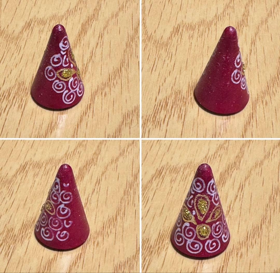 ロシア　アーティスト　えんじ色三角マトリョーシカ　5体、長期保存、現状