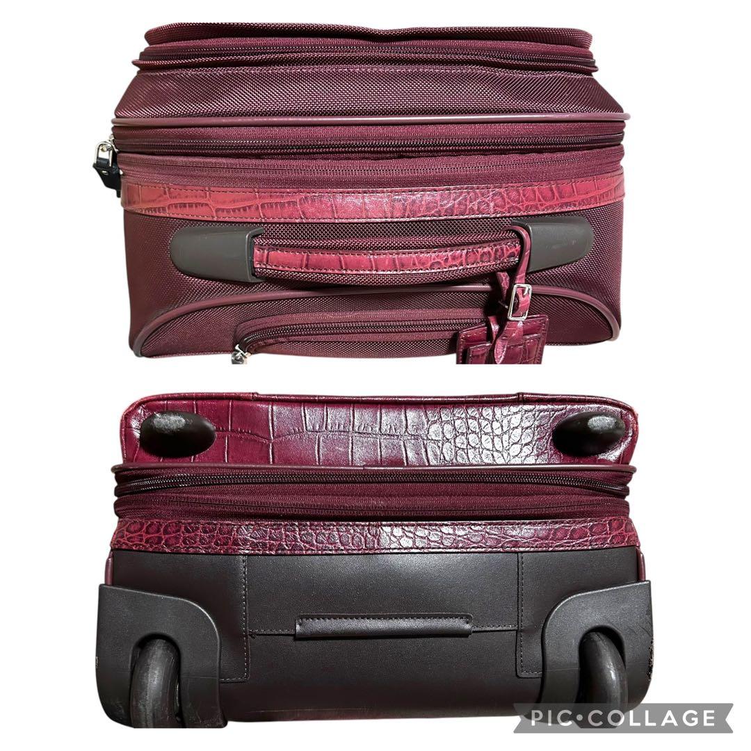 美品　トゥミ　大容量　キャリーケース　ワインレッド　レザー　ナイロン　クロコ型押