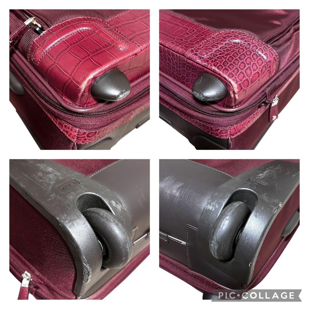 美品　トゥミ　大容量　キャリーケース　ワインレッド　レザー　ナイロン　クロコ型押