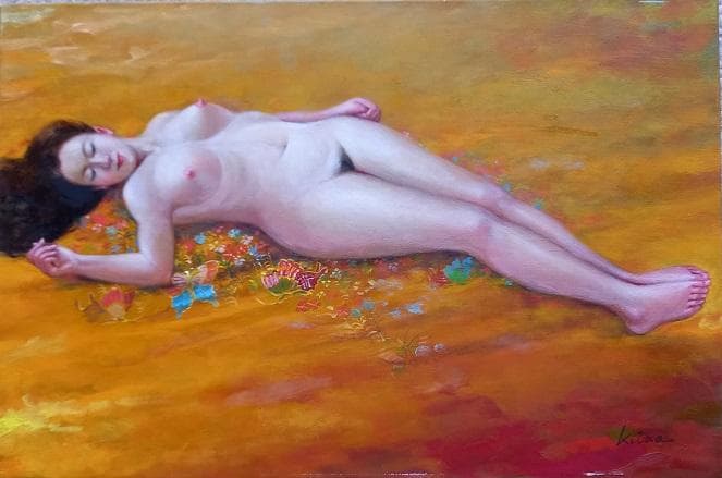 二元会常任委員審 奥野北雄 二元会総理大臣賞 油彩 1998年制作 Ｐ6号　額装