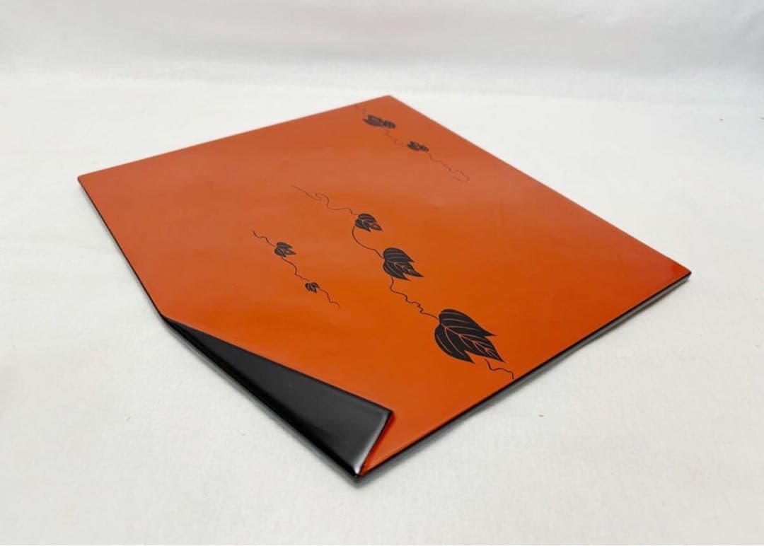 未使用 懐石道具 木製朱塗 平安 象彦 小吸物膳 5客組 葉蒔絵 底印 共布共箱