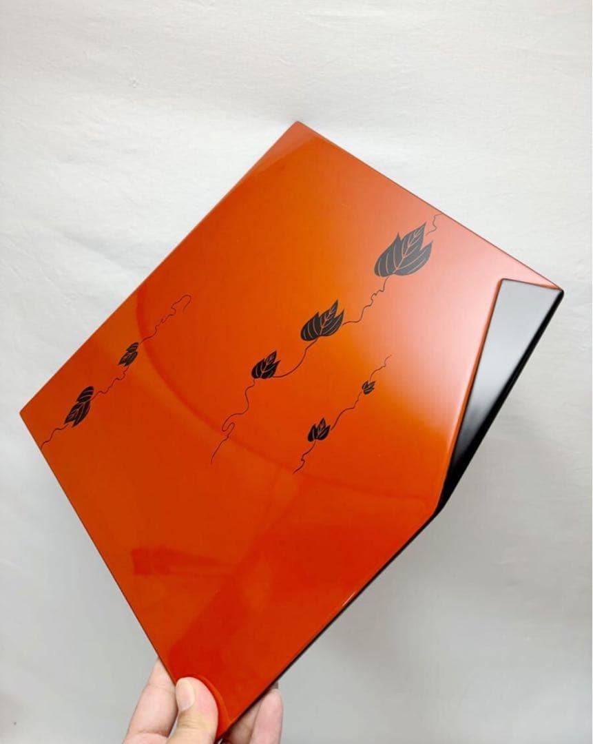 未使用 懐石道具 木製朱塗 平安 象彦 小吸物膳 5客組 葉蒔絵 底印 共布共箱