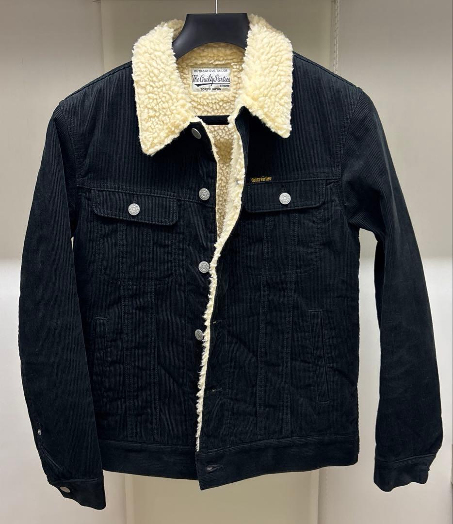 【希少デザイン】　ワコマリア　コーデュロイ　ボアジャケット　ブラック　ワッペン