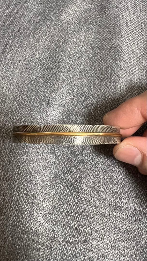 メンズ　バングル　フェザー　ゴールド　12k