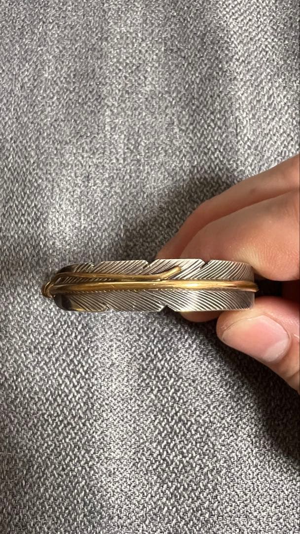 メンズ　バングル　フェザー　ゴールド　12k