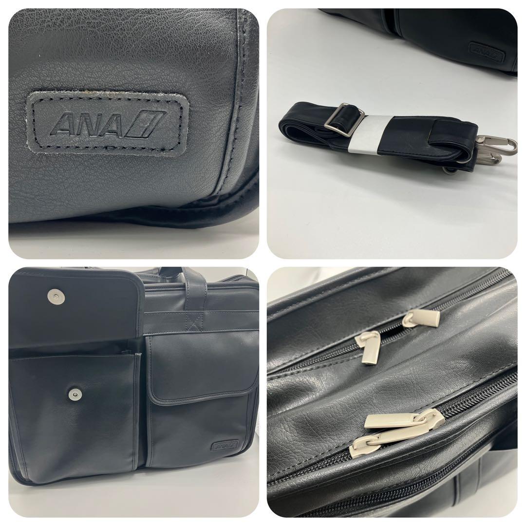 1498 極美品　ANA ビジネスバッグ　2way レザー　ブリーフケース　黒