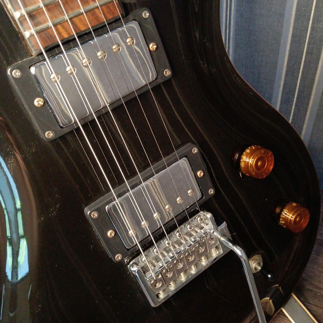 薄ボディ　PRS風 セットネック ストラト　ST　黒 エレキギター 　トレモロ