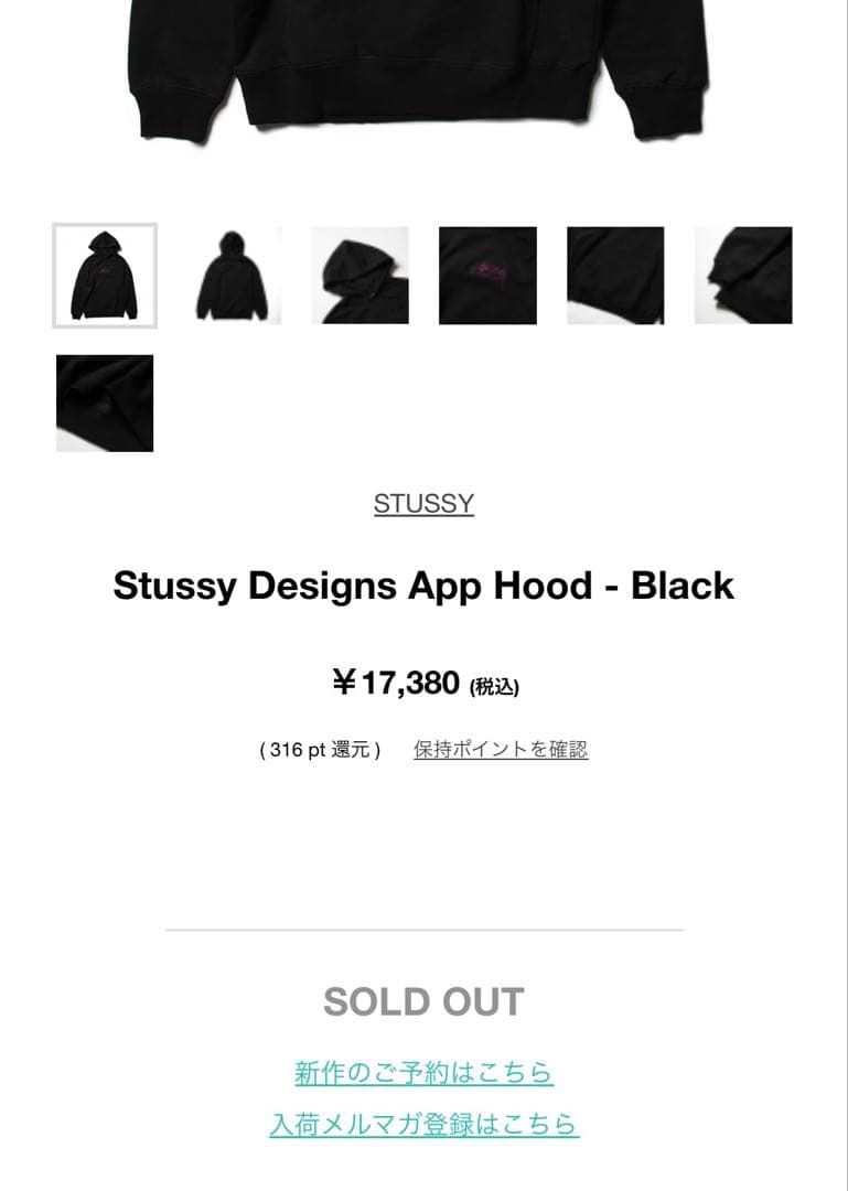 STUSSY ブラック　パーカー　正規品　レア