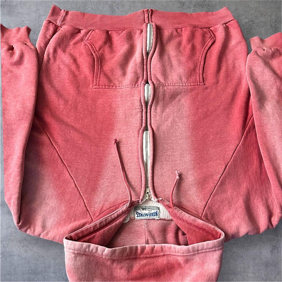 70s 80s 裏サーマル ルーマニア 短丈 ジップパーカー レッド フェード