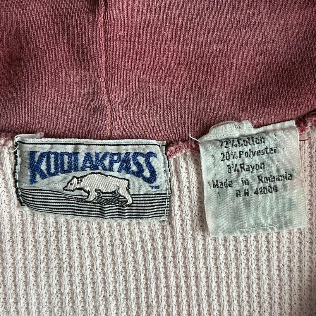 70s 80s 裏サーマル ルーマニア 短丈 ジップパーカー レッド フェード