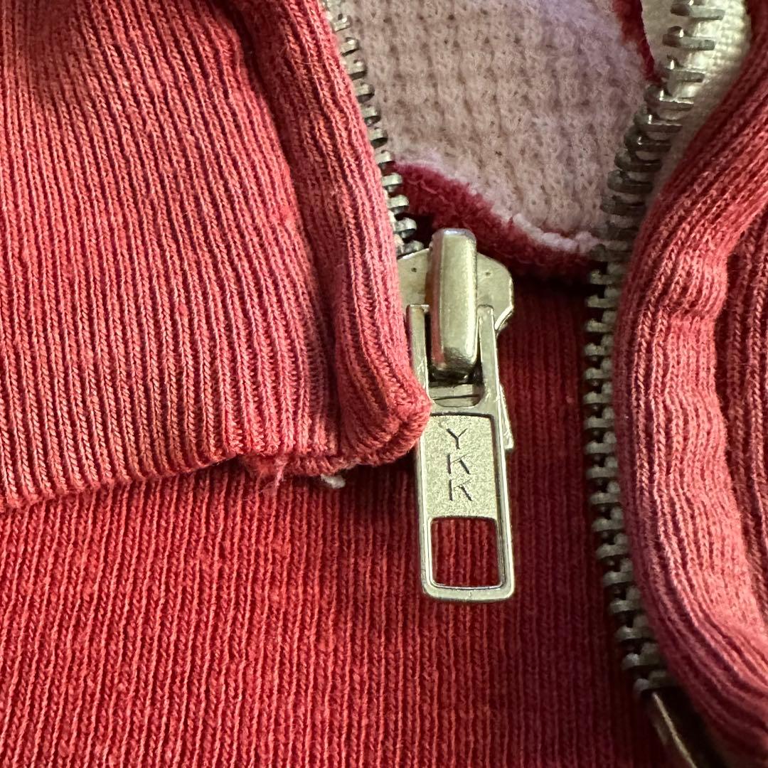 70s 80s 裏サーマル ルーマニア 短丈 ジップパーカー レッド フェード