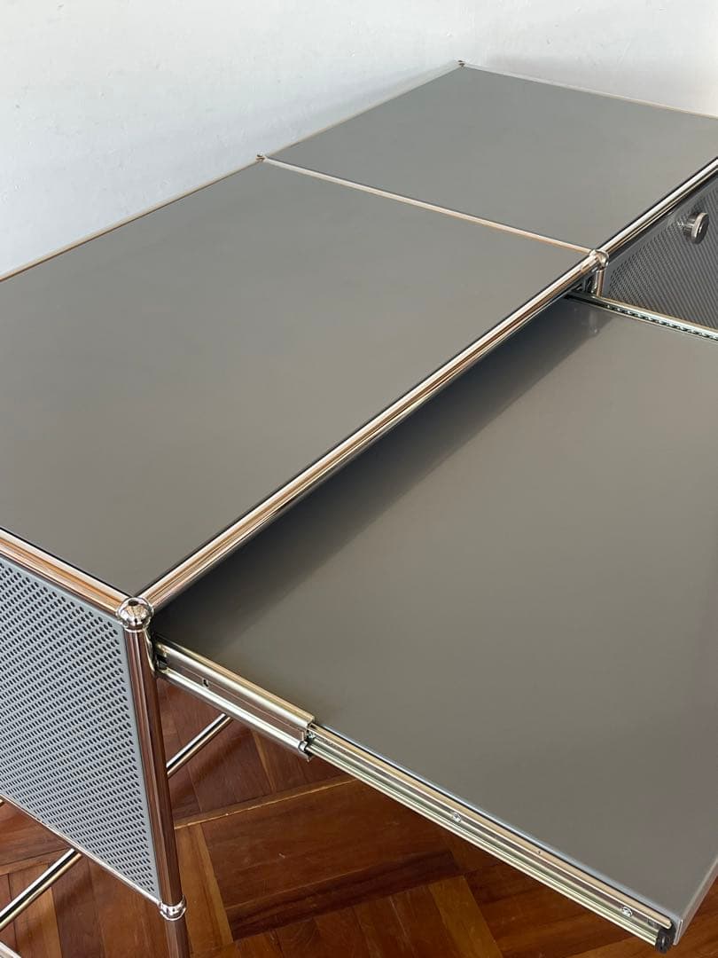 USM ハラー システム パソコン デスク キャビネット 付き マットシルバー