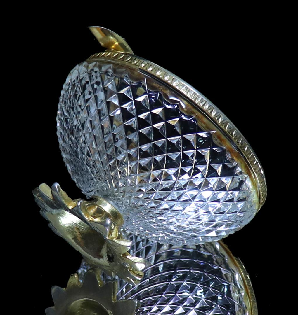 オールド・バカラ 極稀少 金装飾台座付き大型灰皿 ディアマン・ビゾー 小物入れ