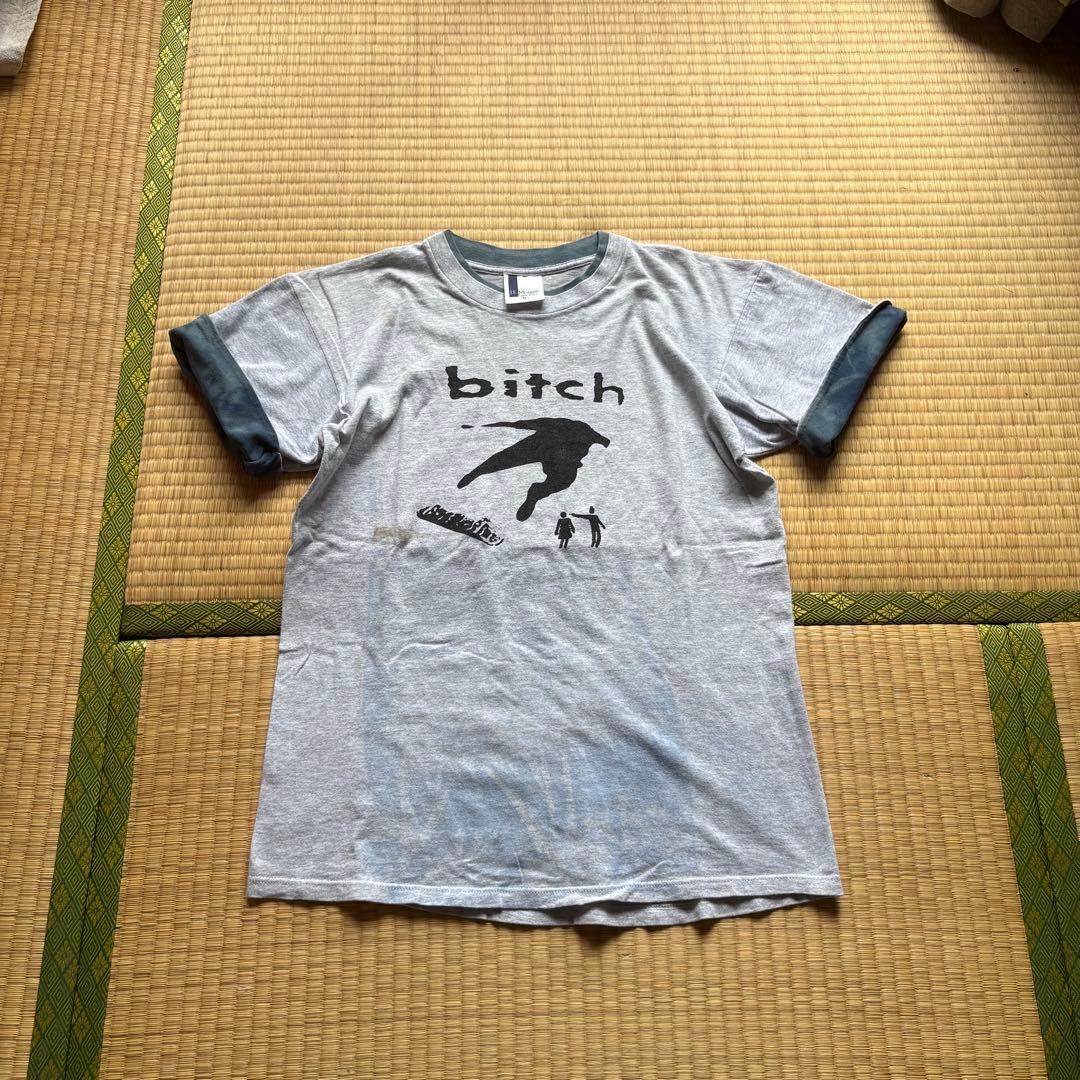 90s BITCH USA製　最初期　プリント　半袖　リンガーシャツ　tシャツ