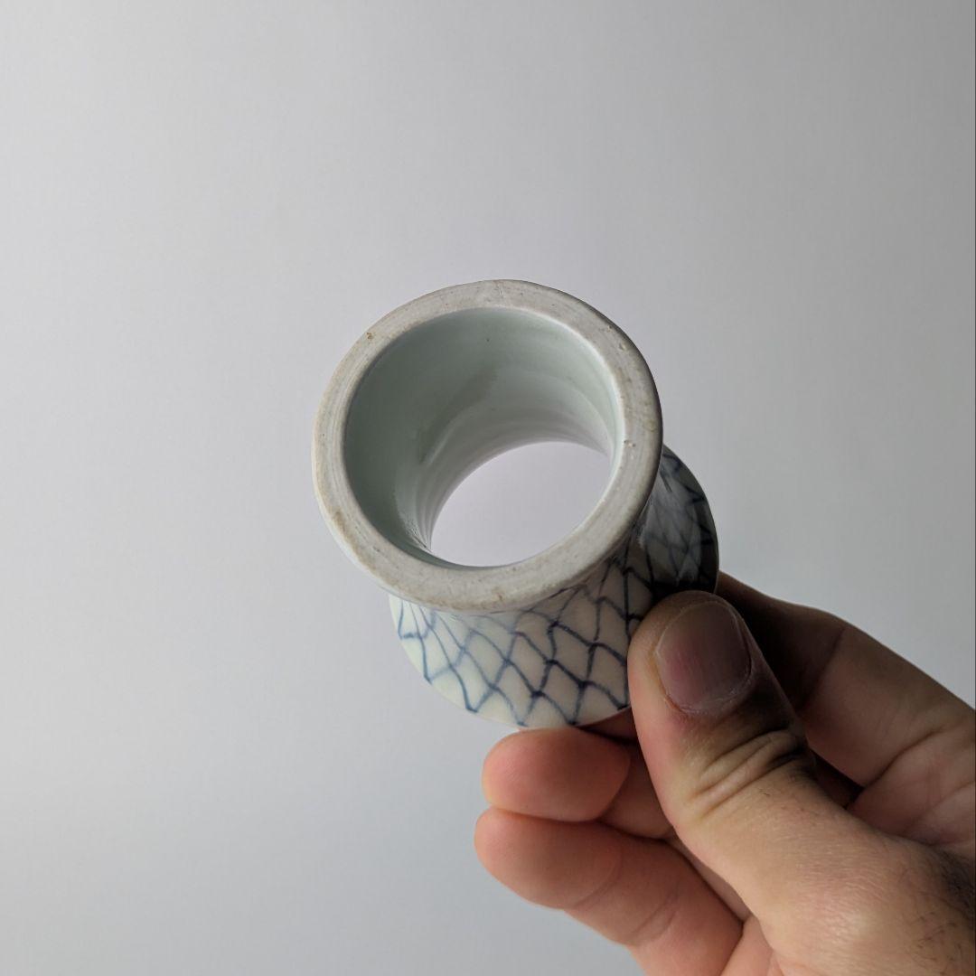 古伊万里 染付 網目文 蓋置 共箱 茶道具 伊万里 骨董 古美術