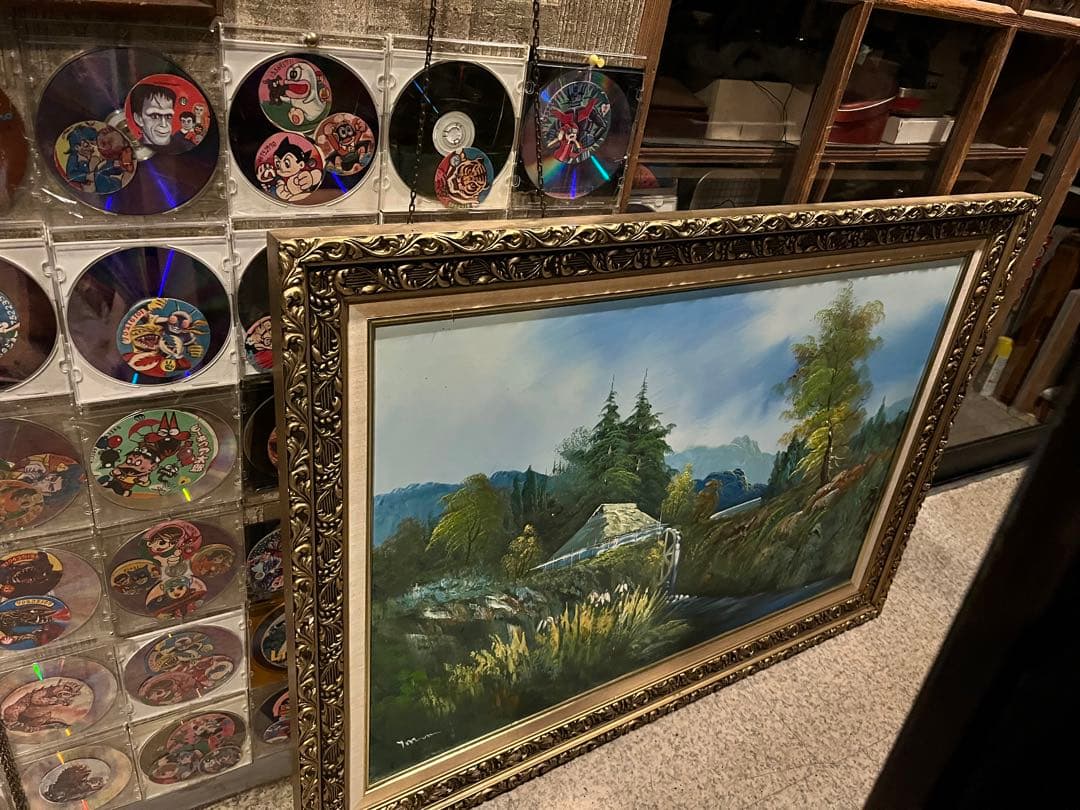 油絵、絵画、油絵額付き、大きな油絵、108センチ、キャンパス油絵、直筆油絵