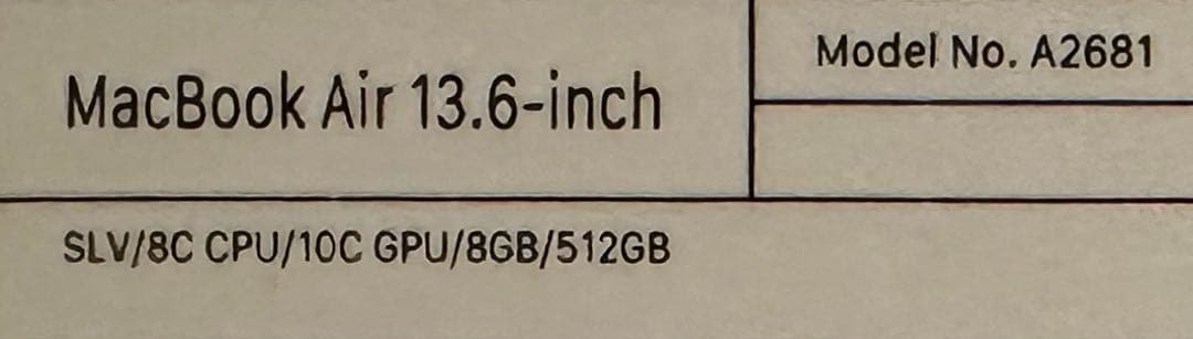 MacBook Air M2 512GBシルバー