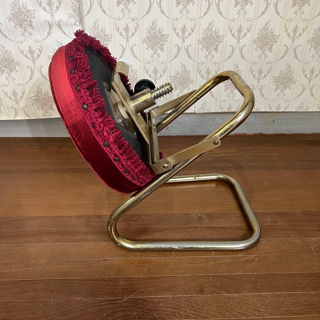 【アンティーク】アイアン脚 ベルベッドスツール ロココ調 ベロア 古道具 丸椅子