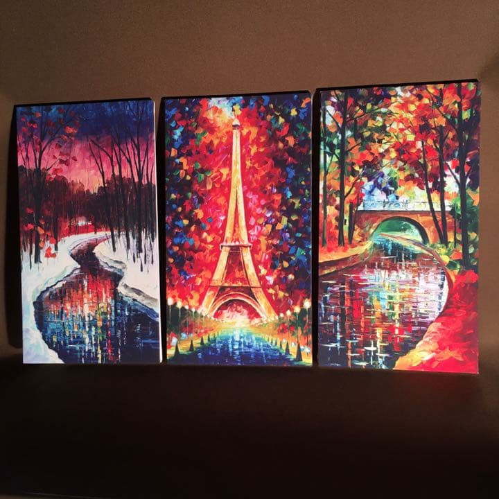 3枚組 34×24cm  プリントアート エッフェル塔と季節 インテリア 絵画