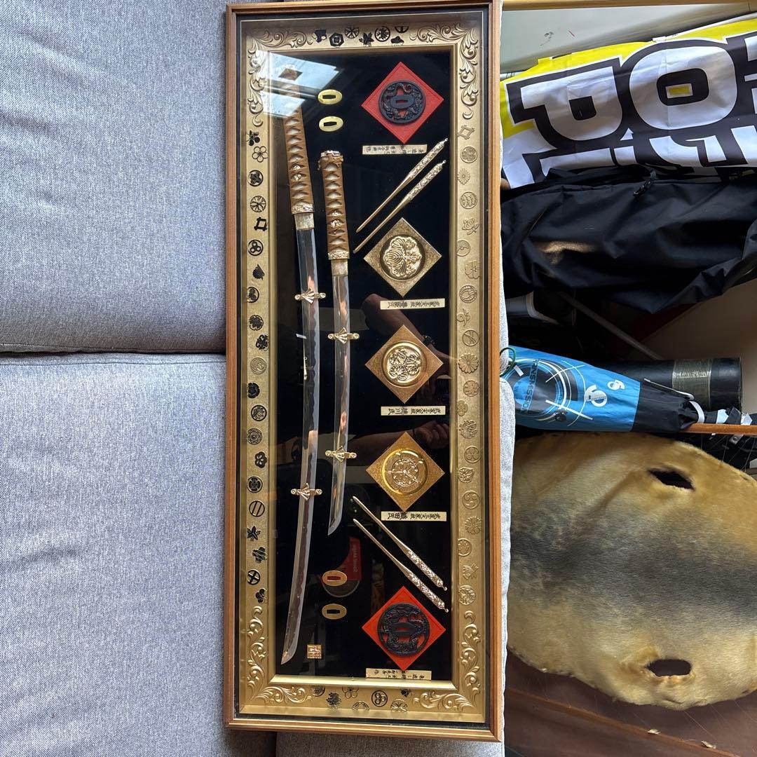 徳川・豊臣・織田　武家三大家紋　模造刀 レプリカ 額入り