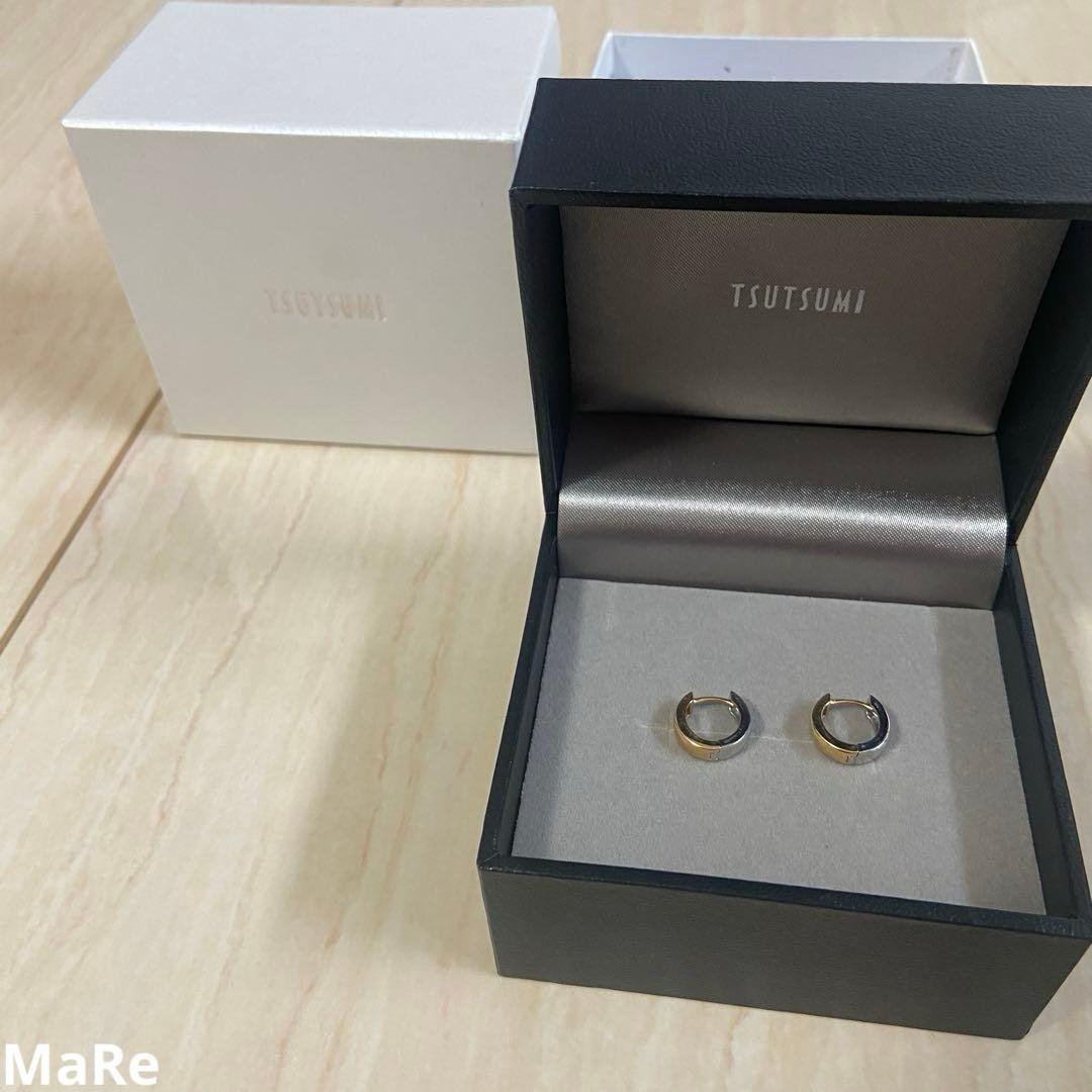 新品■9万 ジュエリーツツミ プラチナ/K18イエローゴールドリバーシブルピアス