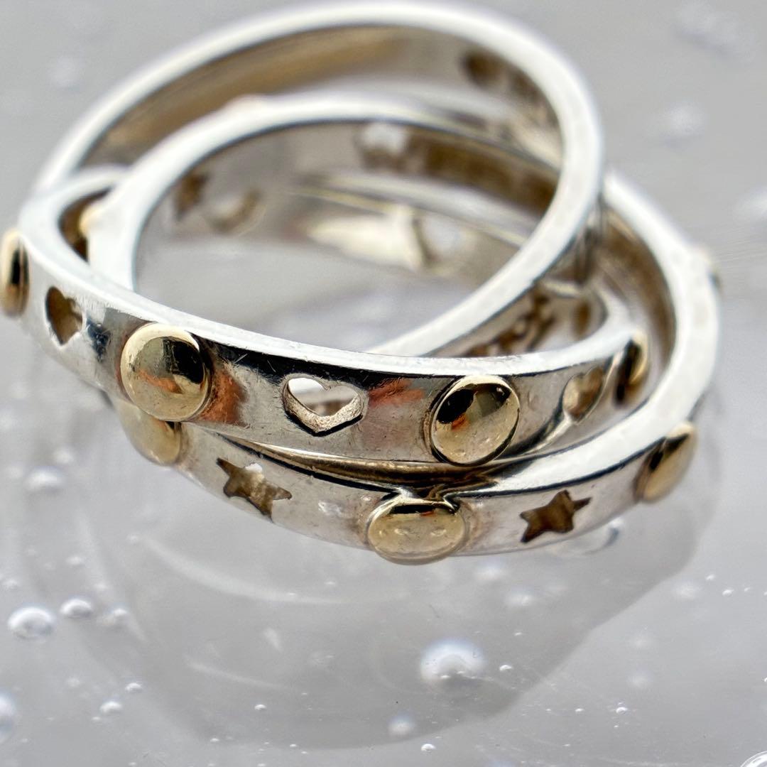 【フォリフォリ】三連リング＊シルバー ＊指輪9号＊レディース