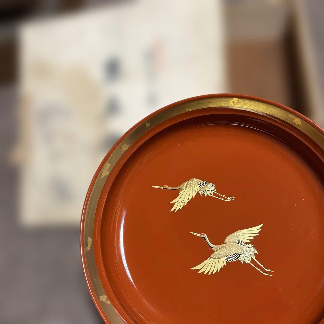 漆塗り　お盆　金の蒔絵　26日迄の出品