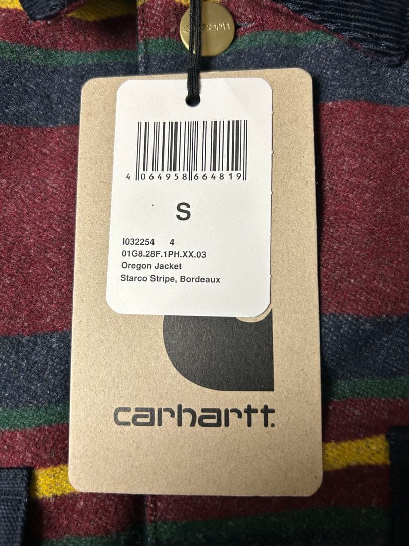 Carhartt ボルドー/ネイビー ストライプジャケット