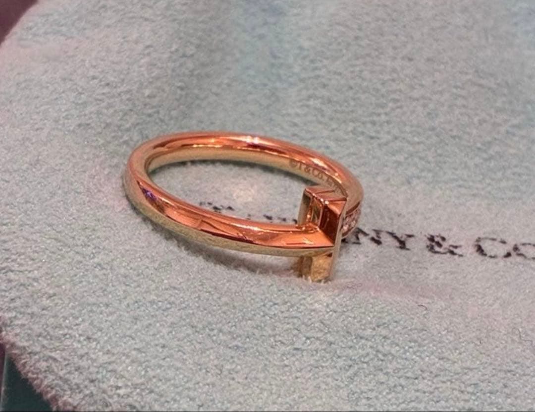 TIFFANY⭐︎ティファニー Tワン リング　13号　ローズゴールド