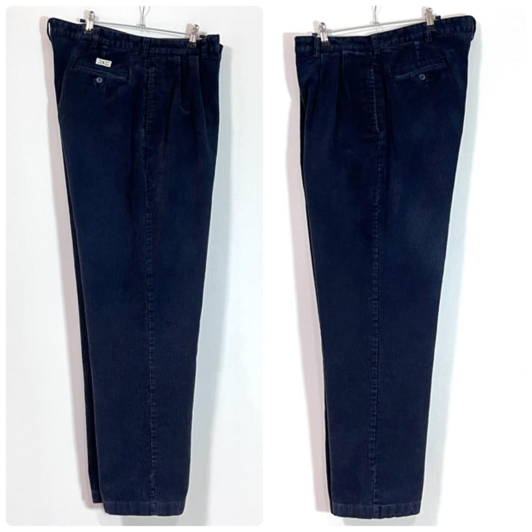 90s ポロラルフローレン 38x32 ANDREW 太畝コーデュロイパンツ 紺