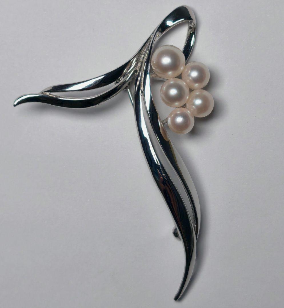 【極美品 最高級】ミキモト ブローチ パール リボン 5珠 皇室御用達
