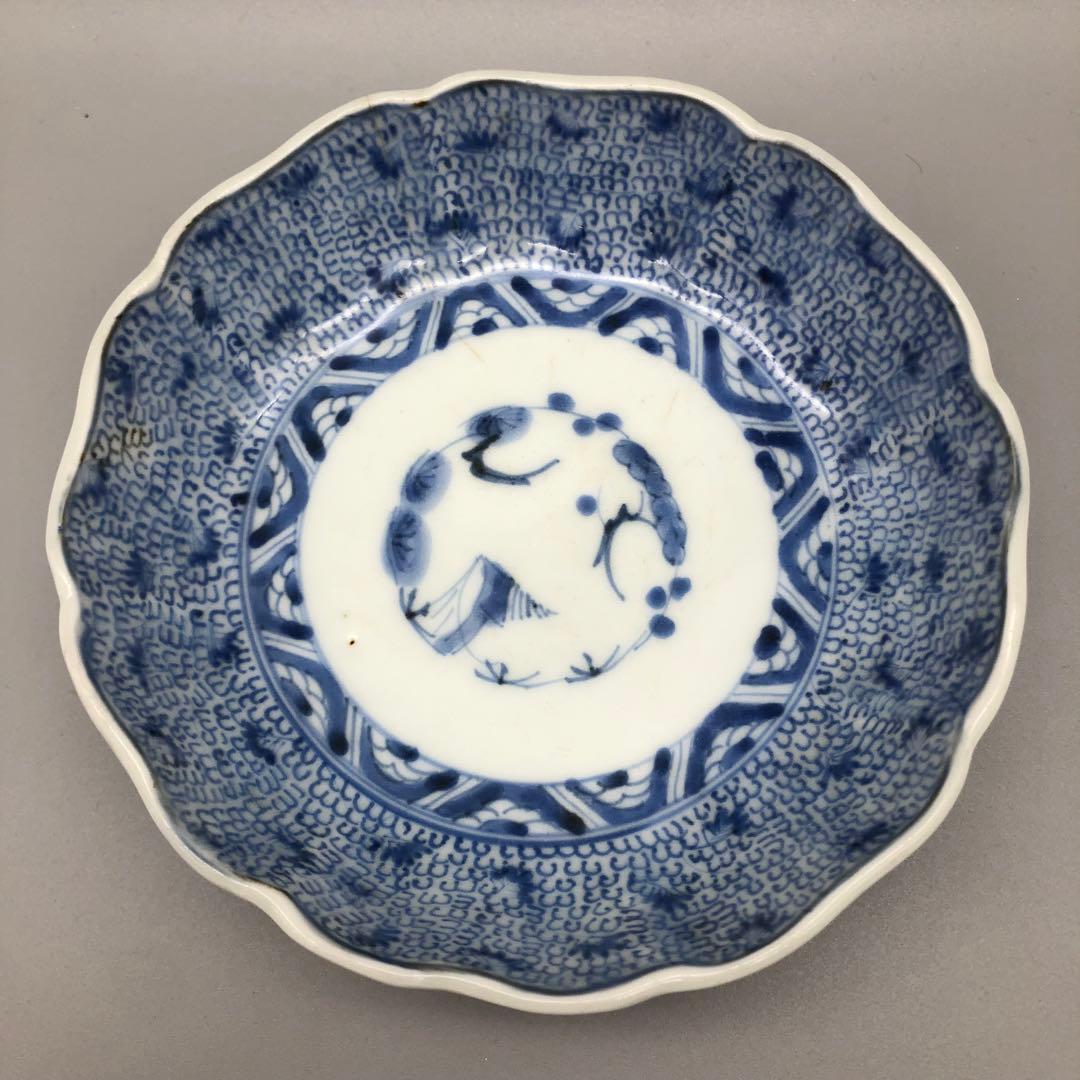 年代物希少古伊万里染付みじん唐草文なます皿 3枚15cm骨董品ビンテージ食器