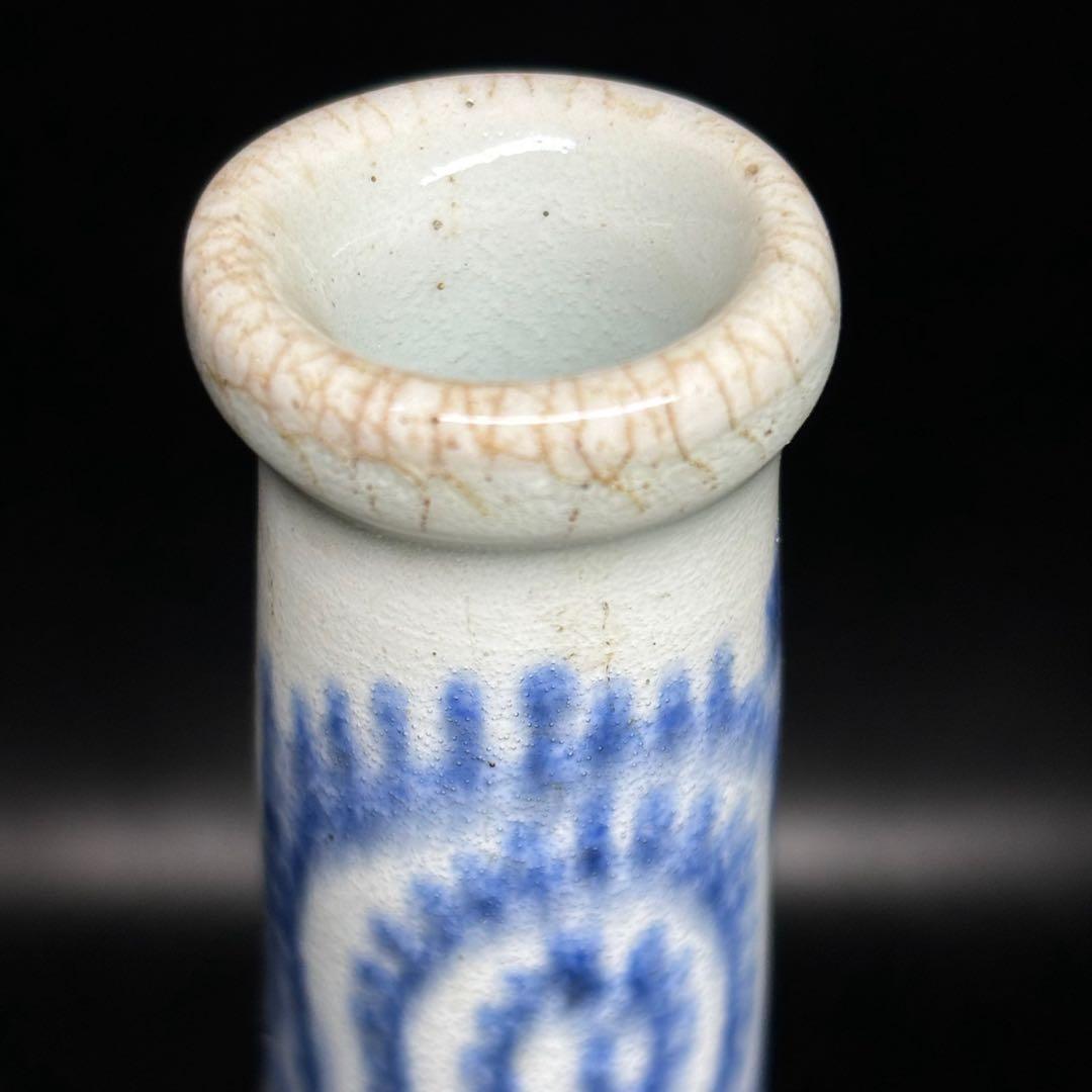 ★江戸期 古伊万里 染付！蛸唐草文 鶴首 瓶/徳利/花入！★