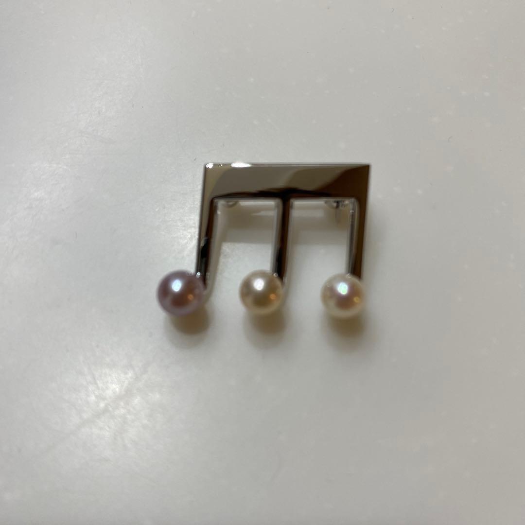 ミキモト　音符デザイン ブローチ パール付き