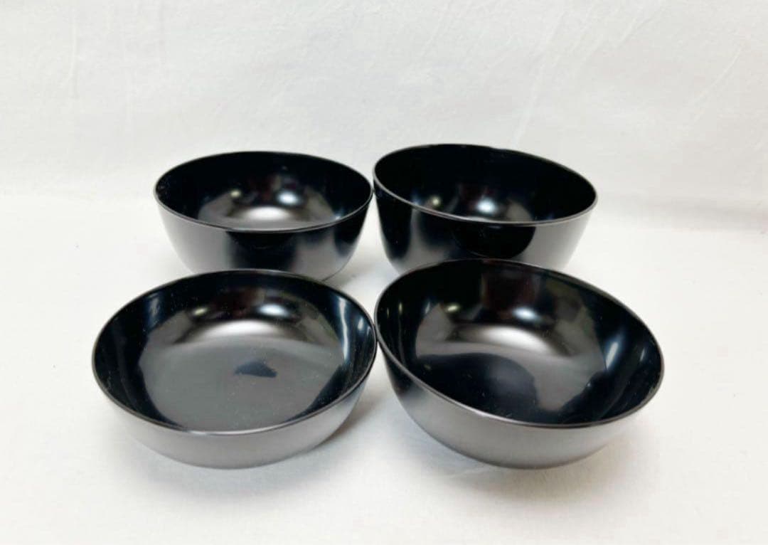 未使用 懐石道具 木製 黒真塗 四つ椀 小丸椀 6客揃 元箱