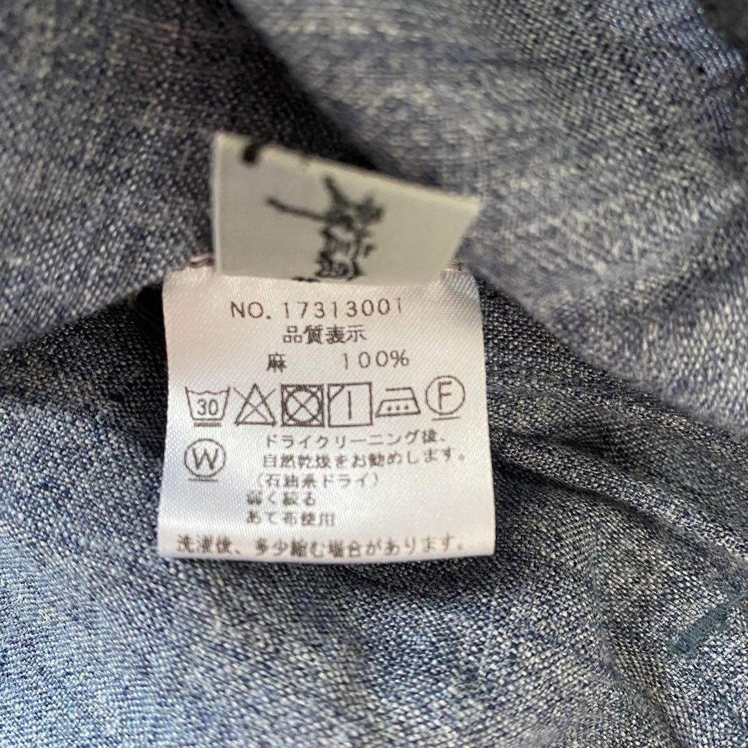 【美品】 登美 群言堂 リネンワイドパンツ サルエルパンツ ブルー FREE