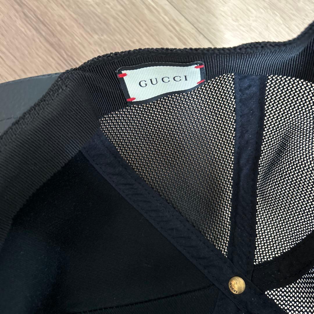 【新品未使用】Gucci 本革&ナイロン　キャップ　黒