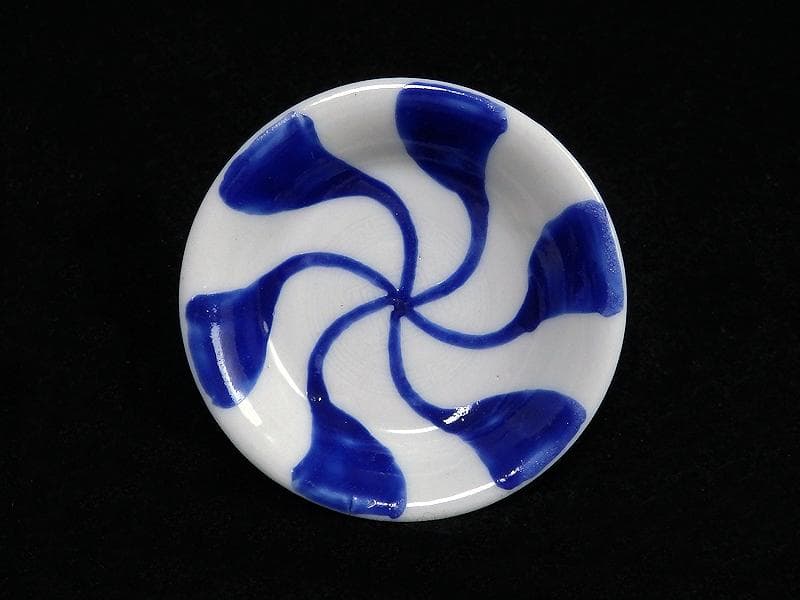 伊万里　瀬戸　染付　陰刻 捻り紋の図　豆皿　５枚　E024AS-fbck