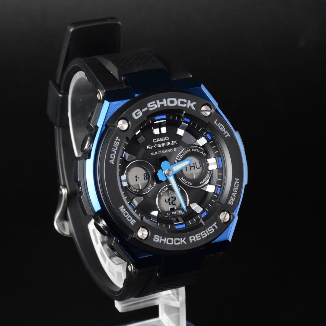 【美品】 G-SHOCK GST-W300G-1A2JF 電波ソーラー ブルー