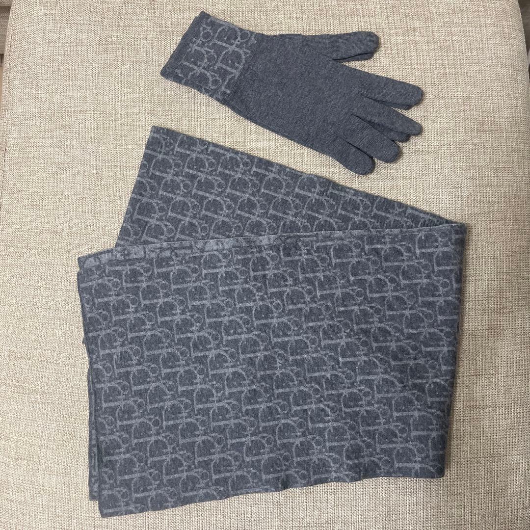 超貴重　Dior homme 同色マフラー・グローブセット　美品　タグ付き